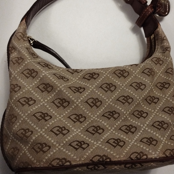 DB Logo Mini Bucket Hobo Bag With Leather Trim - Picture 14 of 14